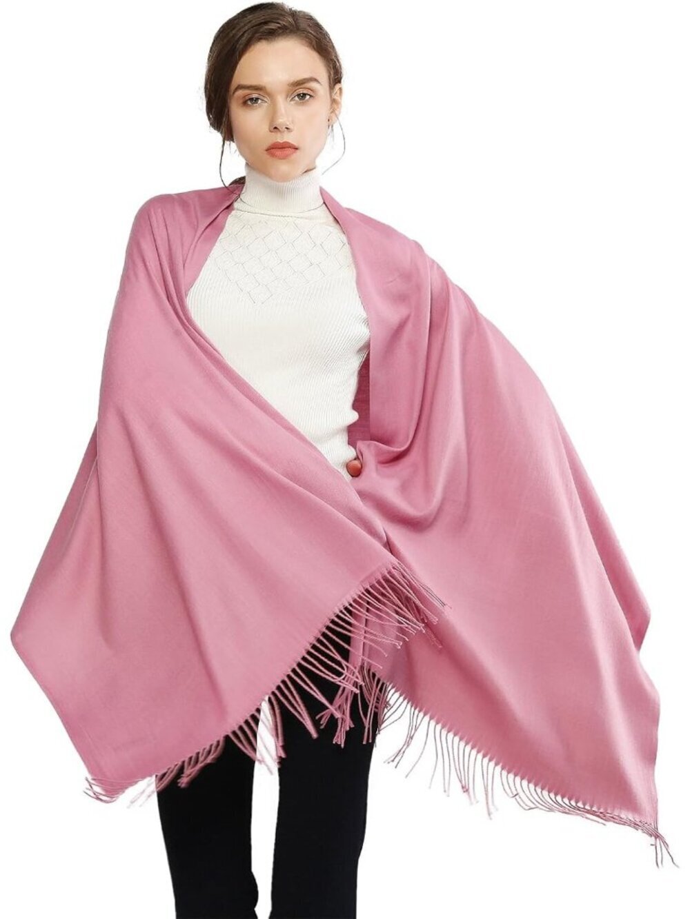 Women's A-Pink Wedding Bridal Scarf Pashmina Shawls Long Large Scarves